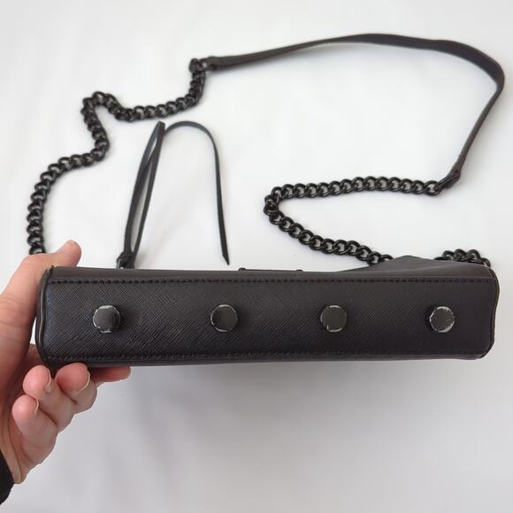 Rebecca Minkoff Crossbody Black Purse Matte Textured Tassel Chain Zipper Bag - Picture 7 of 8